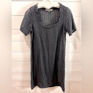 FLAX โข Black Sheer Textured Dress โข Size P